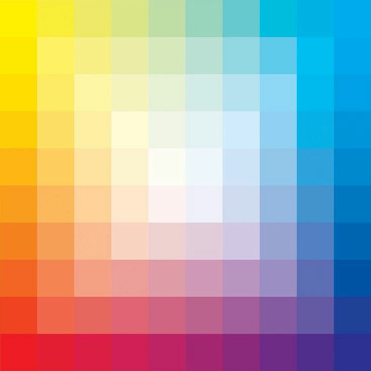 Andy Gilmore's artwork of 10 by 10 squares of gradient colours